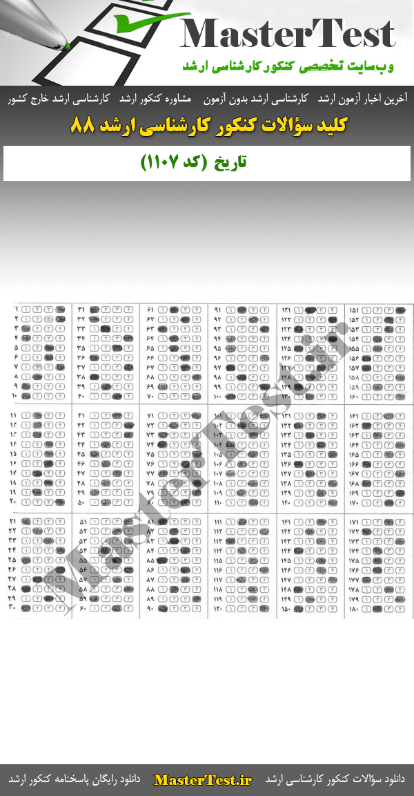 کلید سوالات کارشناسی ارشد ۸۸ تاریخ