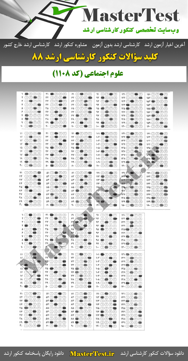 کلید سوالات کارشناسی ارشد ۸۸ علوم اجتماعی