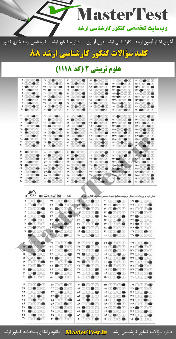 کلید سوالات کارشناسی ارشد ۸۸ علوم تربیتی 2