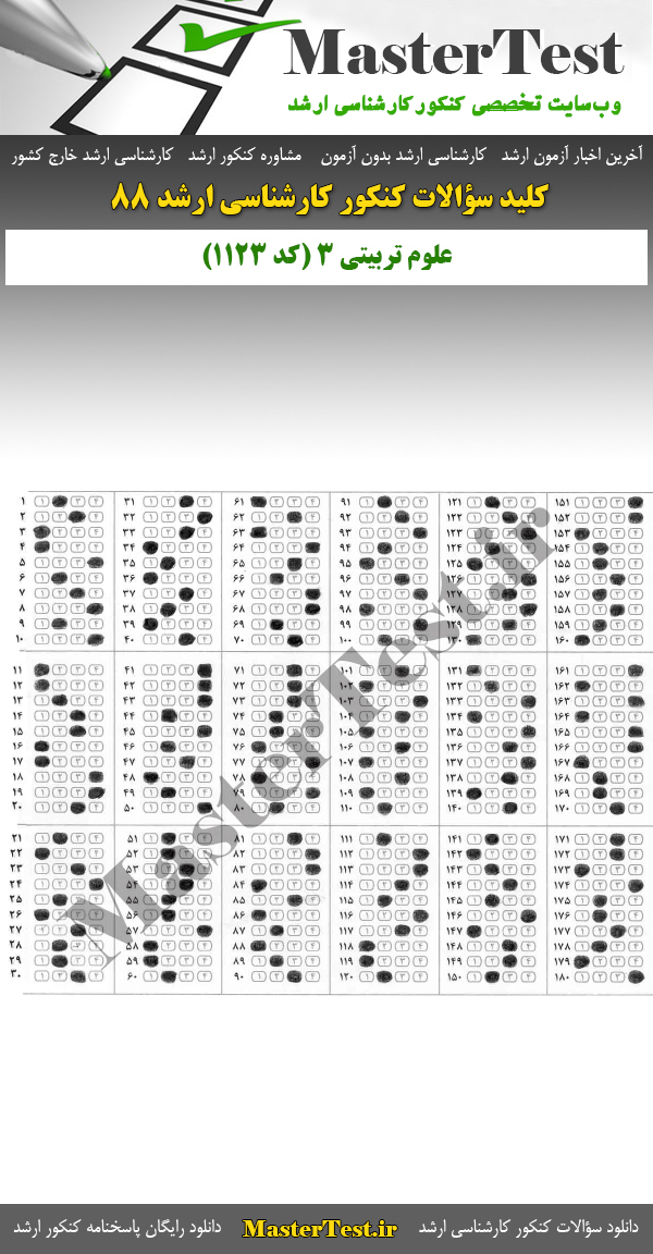 کلید سوالات کارشناسی ارشد ۸۸ علوم تربیتی 3