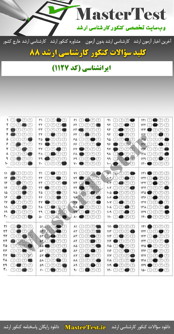 کلید سوالات کارشناسی ارشد ۸۸ ایرانشناسی