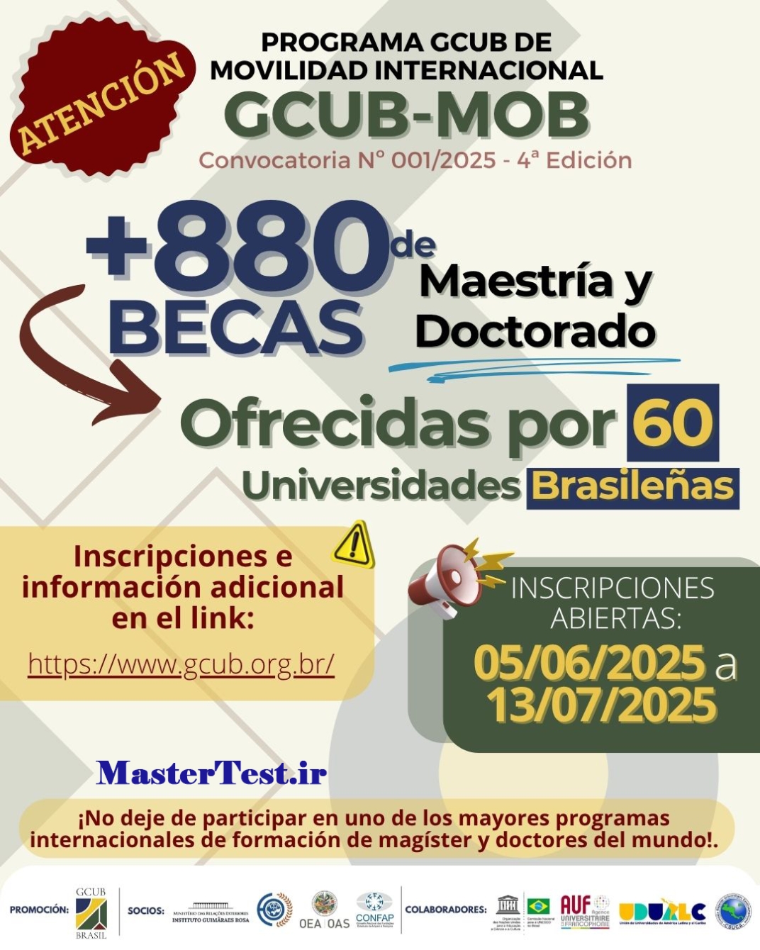 چهارمین دوره برنامه بین‌المللی بورسیه کشور برزیل GCUB-Mob 2025
