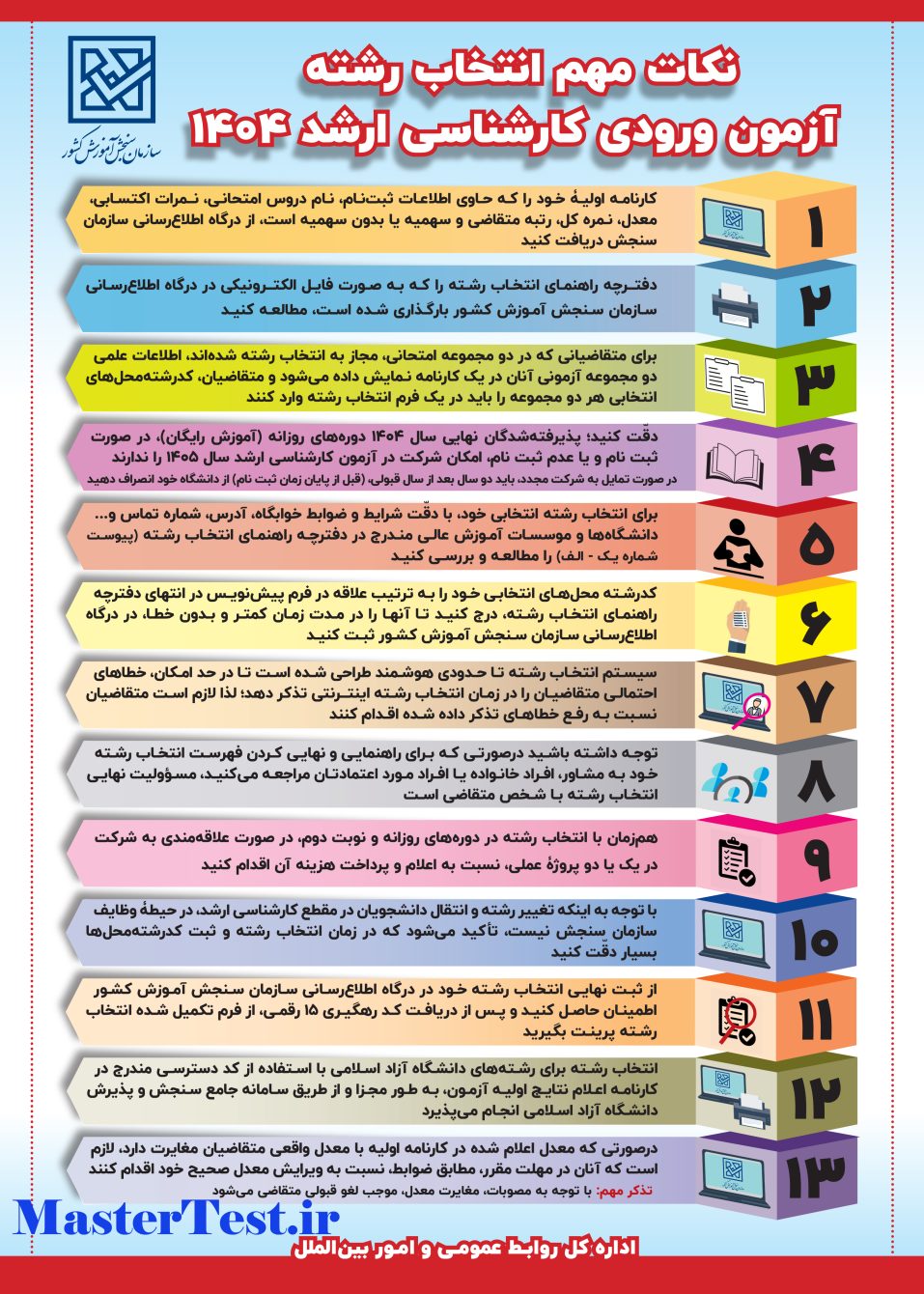 اینفوگرافیک نکات مهم انتخاب رشته کنکور ارشد ۱۴۰۴