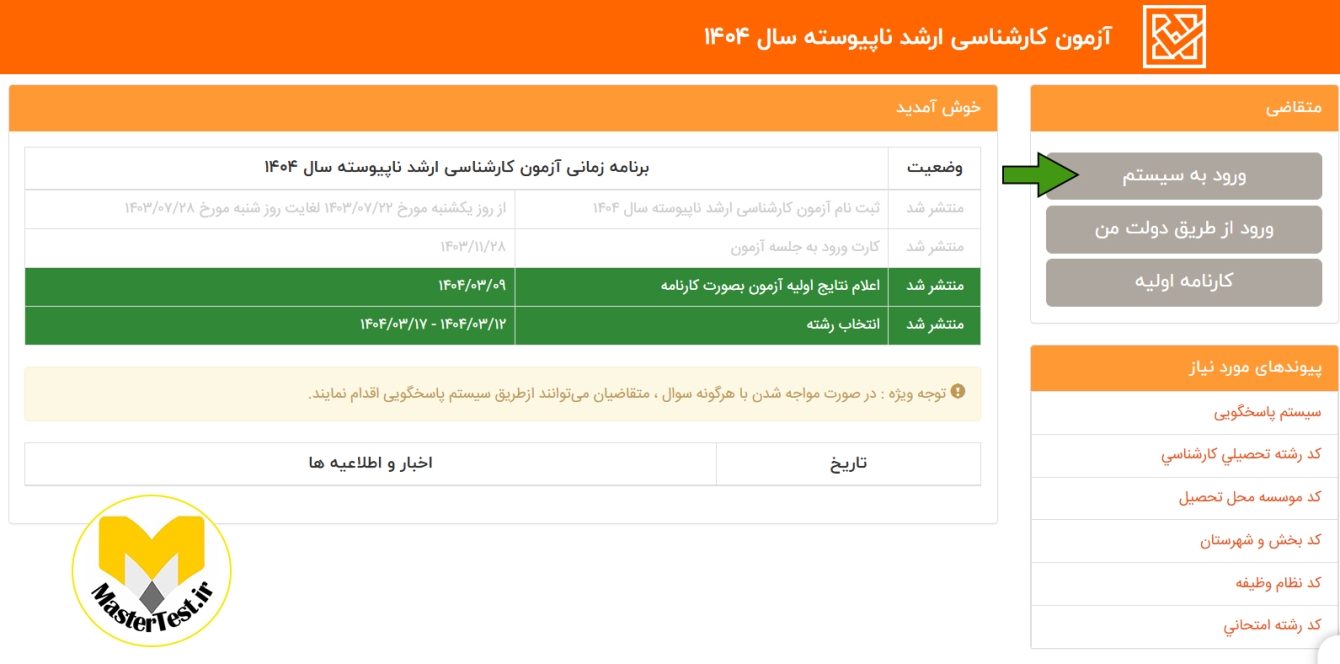 سامانه اعلام نتایج کارشناسی ارشد 1404