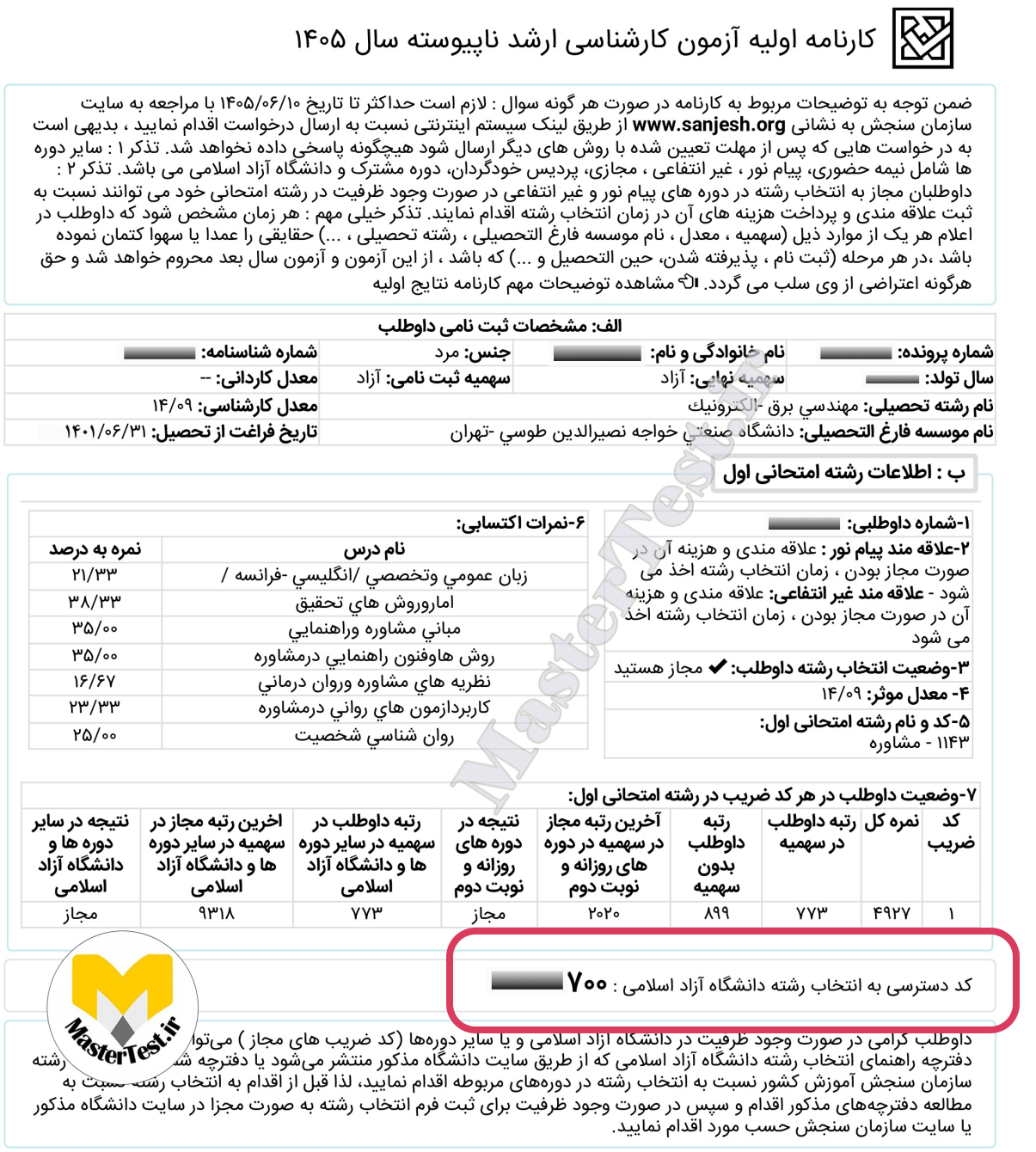 کد دسترسی انتخاب رشته کارشناسی ارشد آزاد را از کجا پیدا کنیم؟