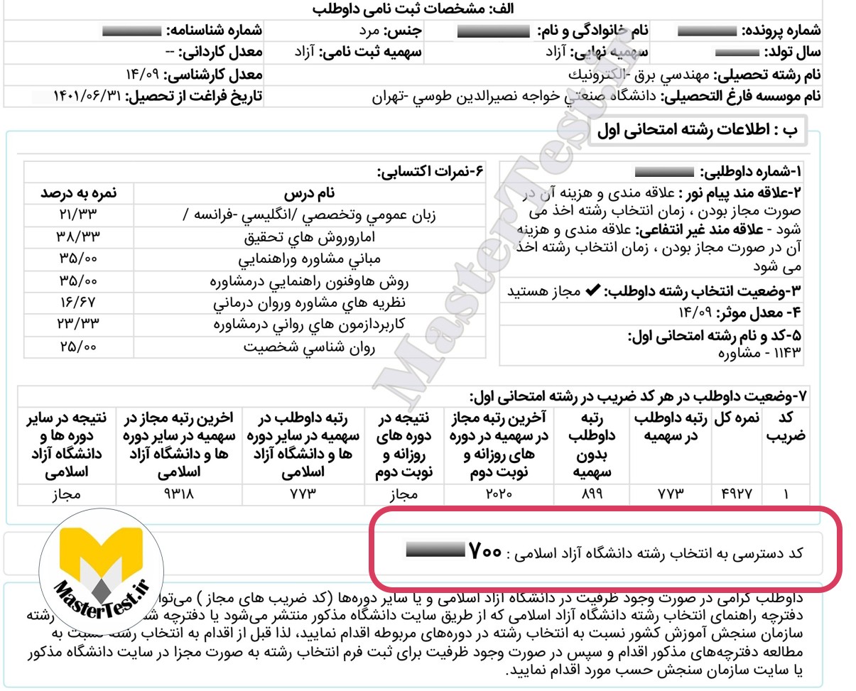 کد دسترسی انتخاب رشته کارشناسی ارشد آزاد را از کجا پیدا کنیم؟